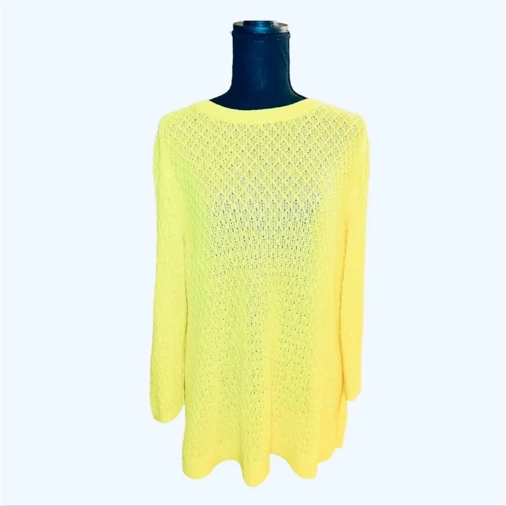 Talbots Yellow Open-Knit Crewneck Sweater | Coastal Spring Layer